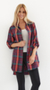 Women's cotton shirt, loose, oversize checkered tunic