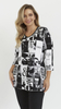 White and black women's tunic, flared blouse, plus size paris