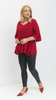 Red tunic women's elegant bell sleeve blouse