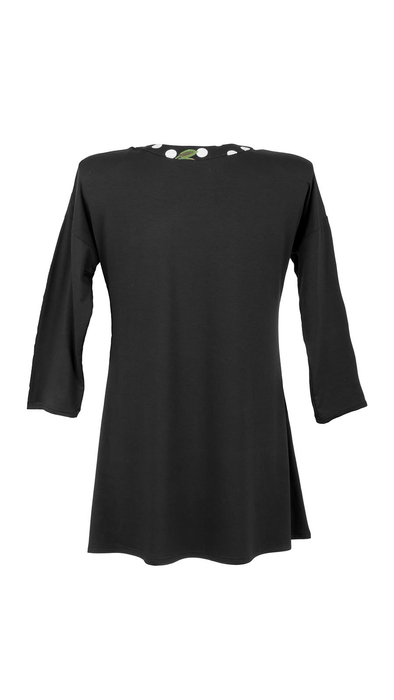 Women's black polka dot tunic with cherries