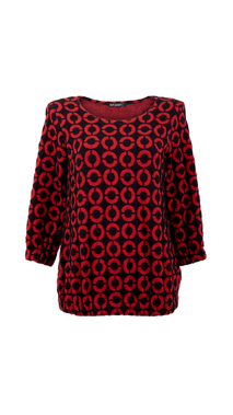 Sweter damski czerwony pulower ze ściągaczem ciepły 