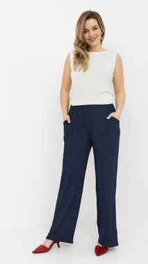 Granatowe spodnie damskie szerokie spodnie luźne z kieszeniami a'la jeans